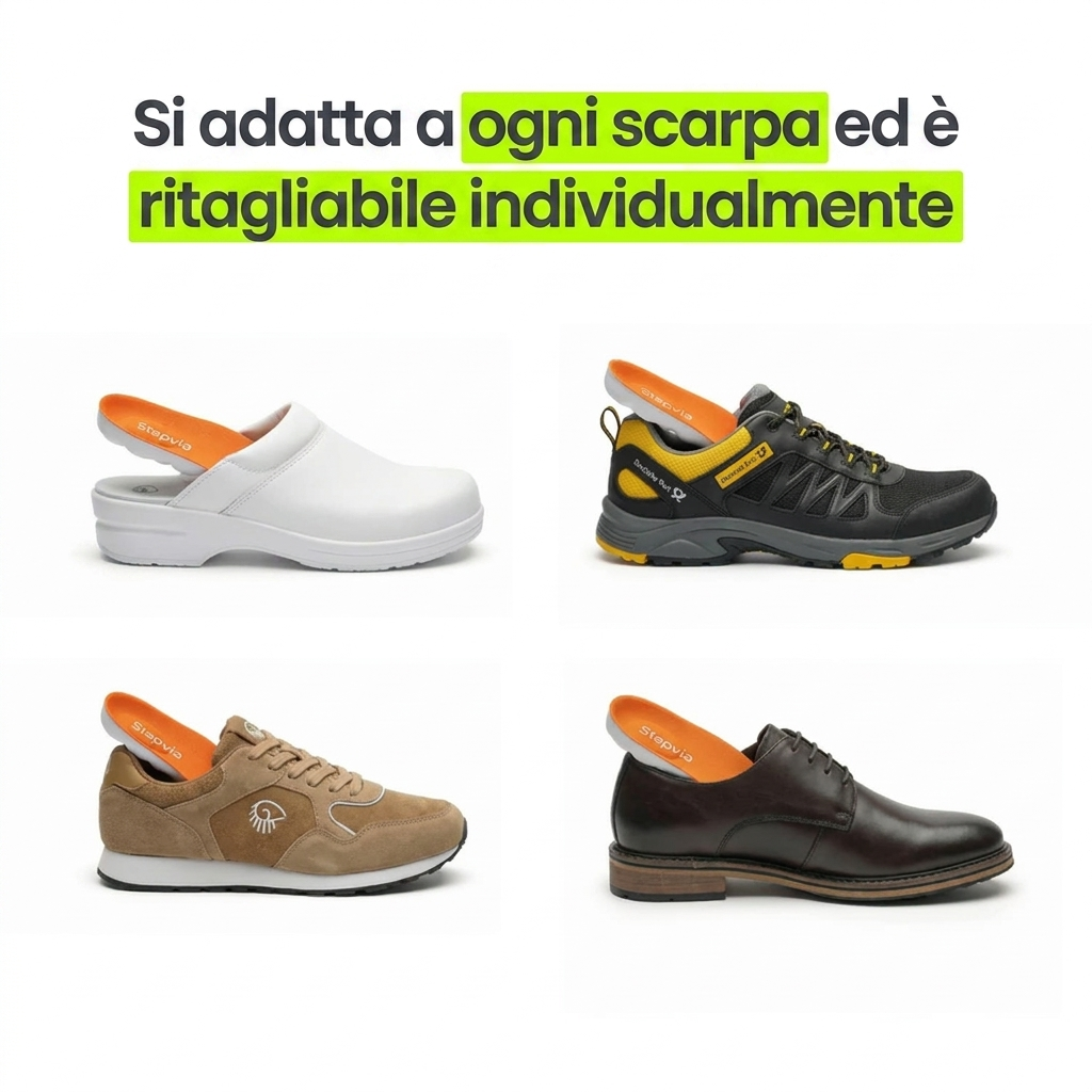 Solette ortopediche per alleviare il dolore al tallone e la fascite plantare.